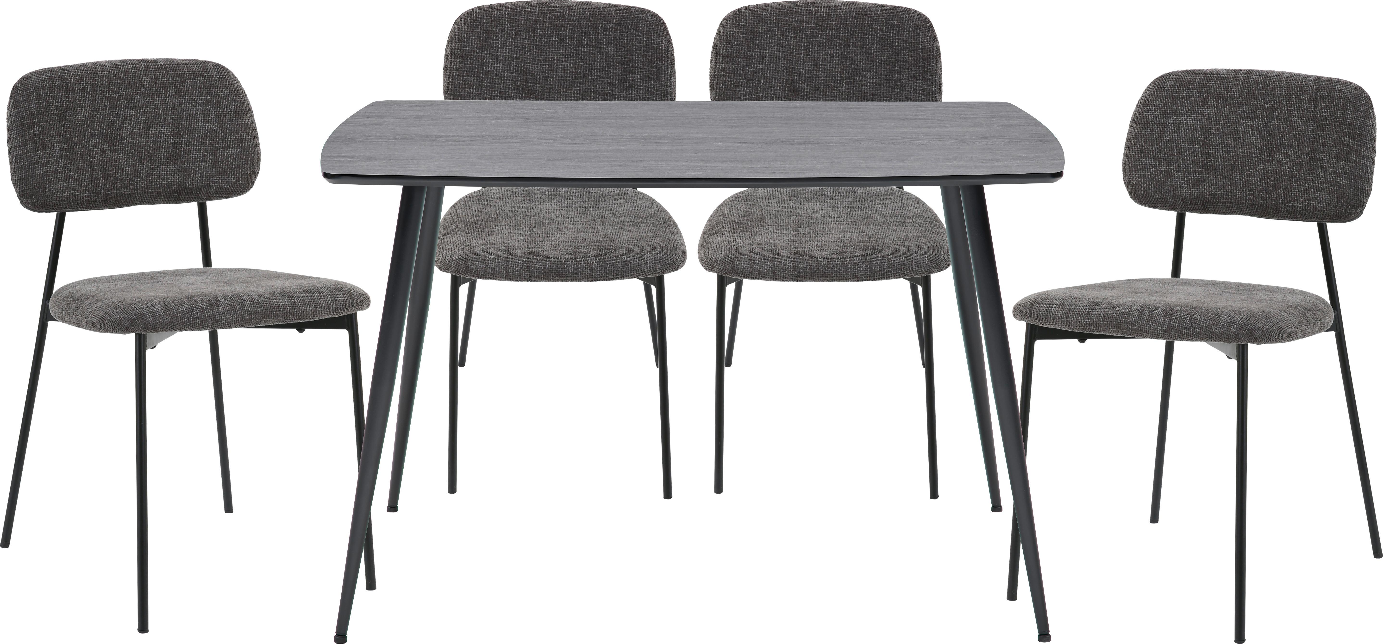 Tischgruppe Tulln Schwarz/Grau, 5-teilig - Grau, MODERN, Holzwerkstoff/Textil - Mömax