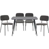 Tischgruppe Tulln Schwarz/Grau, 5-teilig - Grau, MODERN, Holzwerkstoff/Textil - Mömax