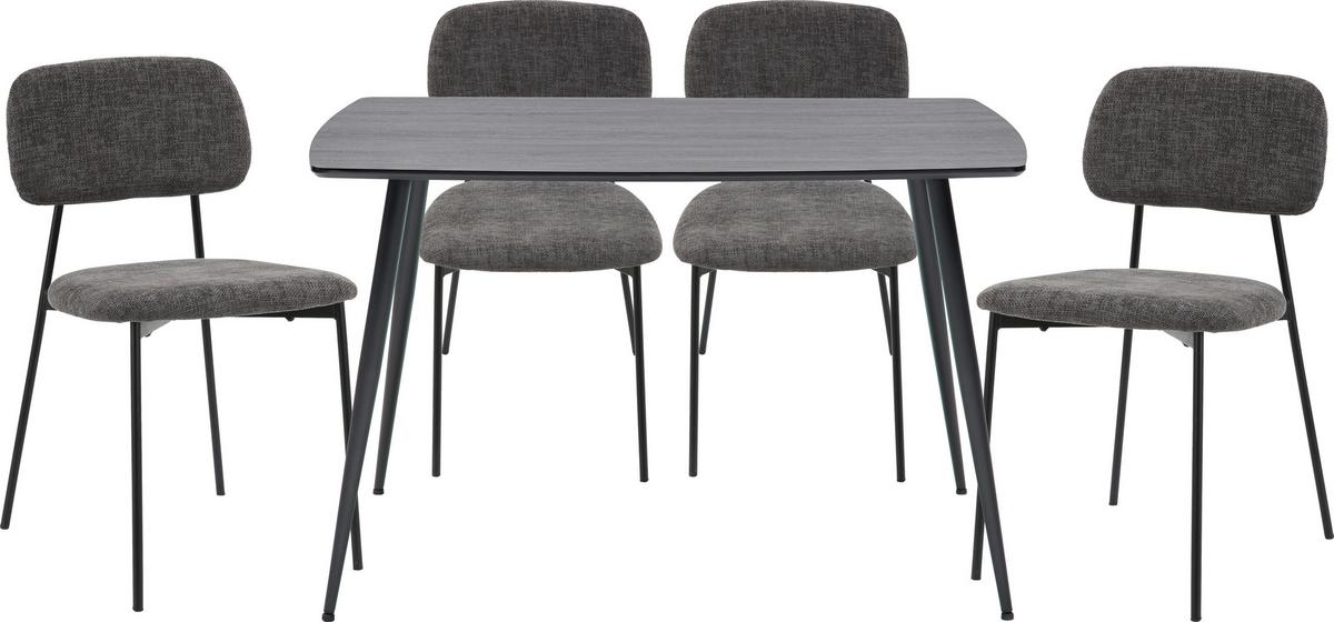 Tischgruppe Tulln Schwarz/Grau, 5-teilig - Grau, MODERN, Holzwerkstoff/Textil - Mömax