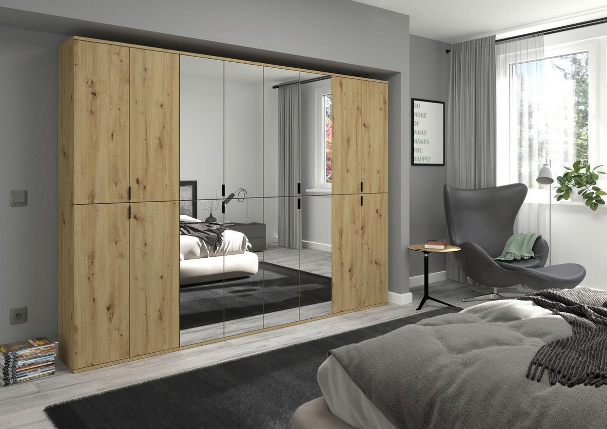 Garderobenschrank Projekt X ca. 244x193 cm Artisan Eiche - Schwarz, KONVENTIONELL, Glas/Holzwerkstoff (244/193/34cm) - MID.YOU