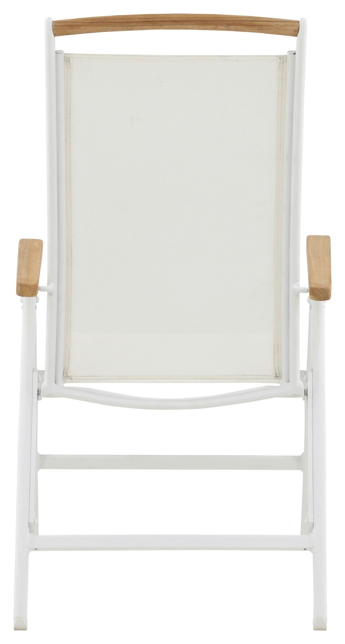 Gartenstuhl 2er-Set Panama ca. 60x110x75 cm Weiß - Naturfarben/Weiß, KONVENTIONELL, Textil/Metall (60/110/75cm) - Gardenson