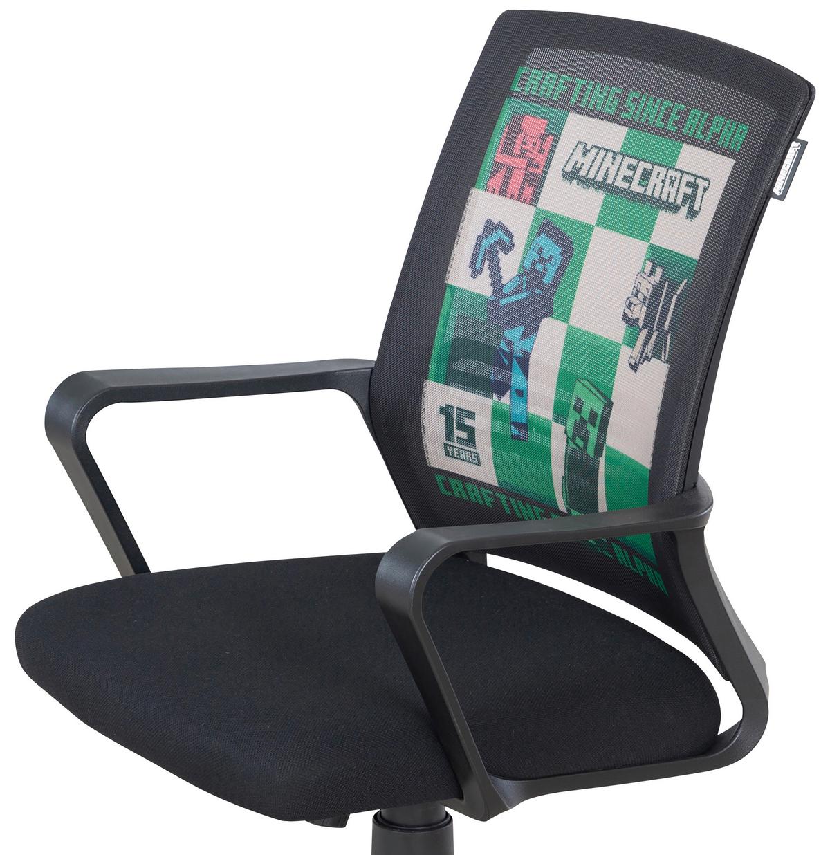 Pisarniški Stol Minecraft, Črna - črna, Moderno, umetna masa/tekstil (63/92/111,5/60cm) - Minecraft