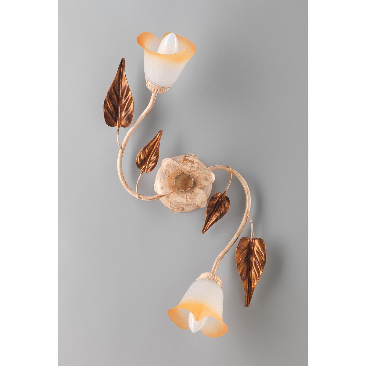 Deckenleuchte Vanda Weiß/Beige max. 6 Watt - Beige/Weiß, ROMANTIK / LANDHAUS, Glas/Metall (60/23/26cm)