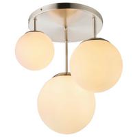 DECKENLEUCHTE JOEL D: 47 CM WEISS - Weiss/Nickelfarben, Basics, Glas/Metall (47/44cm) - Globo