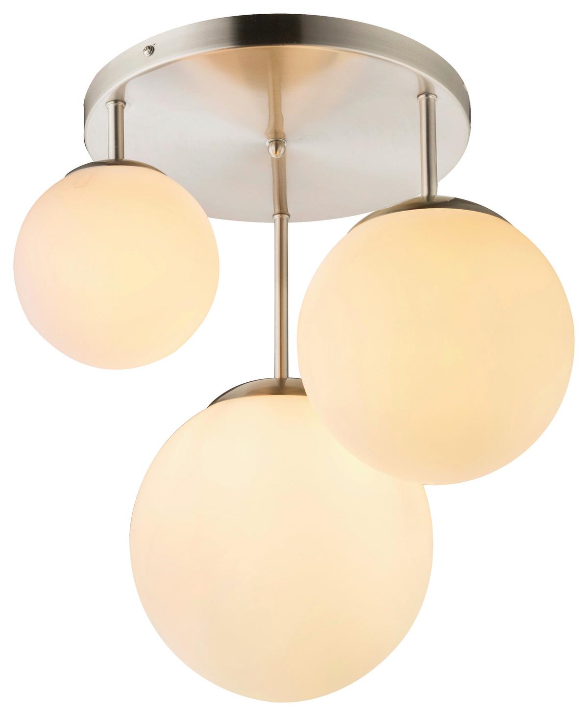 DECKENLEUCHTE JOEL D: 47 CM WEISS - Weiss/Nickelfarben, Basics, Glas/Metall (47/44cm) - Globo