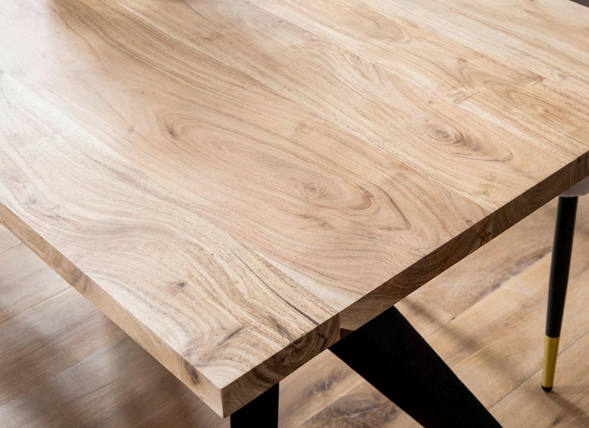 Pisalna Miza Akazie, Barva Akacije, Črna, 180x90cm - črna/barve akacije, Design, kovina/les (180/90/76cm) - Livetastic