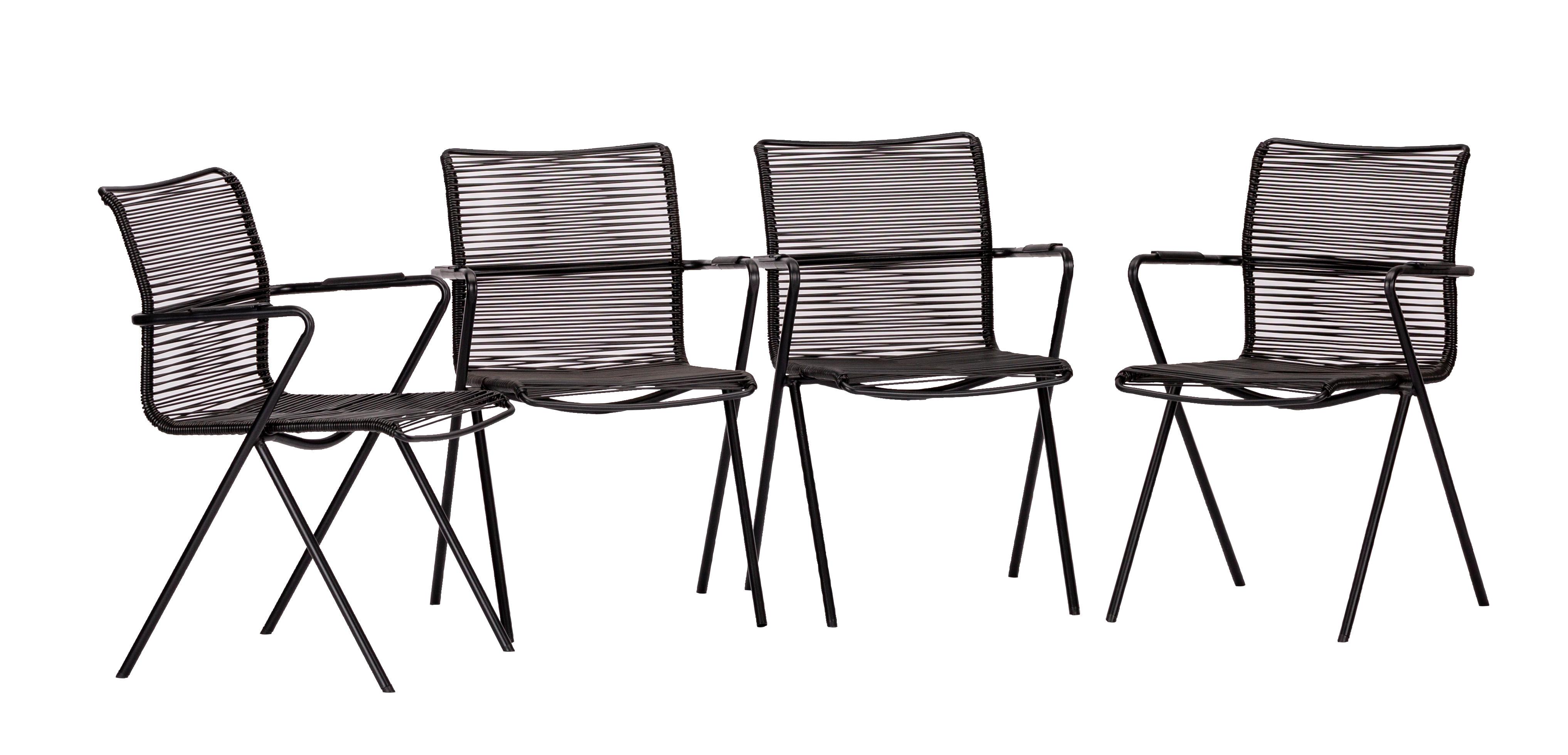 Set Vrtnih Stolov Alpha Rope, 4 Kos, Antracit - črna/antracit, Basics, kovina/umetna masa (55/57/83cm) - Acamp