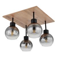 Stropna Svetilka 15656-4d - siva/črna, Natur, kovina/steklo (40/40/33,5cm) - Globo