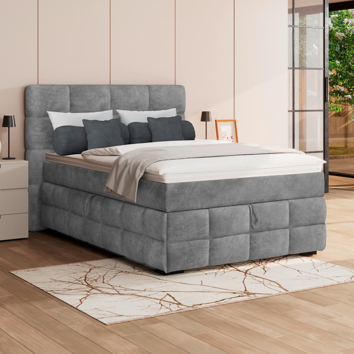 PAT BOX VEGA - verde/gri, Trend, lemn/textil (140/200cm) - Modern Living