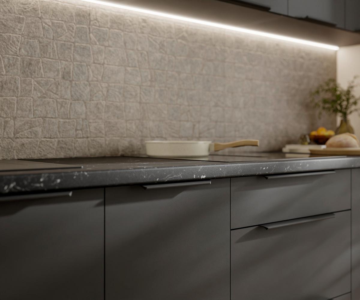 Blok Kuhinja Siena - crna, Moderno, staklo/metal (260/210/60cm) - Modern Living