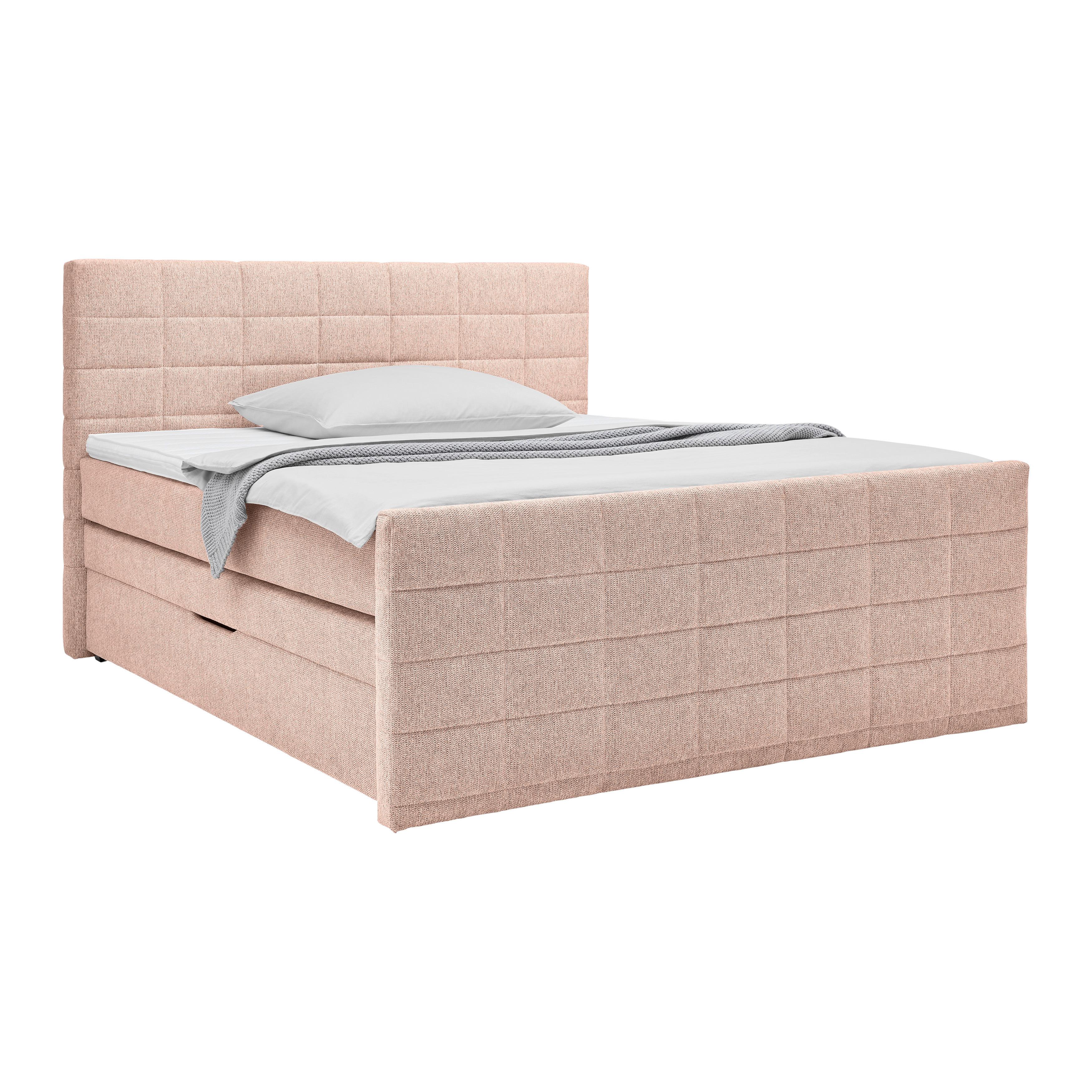 Boxspring Krevet Damon - ružičasta/crna, Konvencionalno, tekstil/plastika (180/200cm) - Modern Living