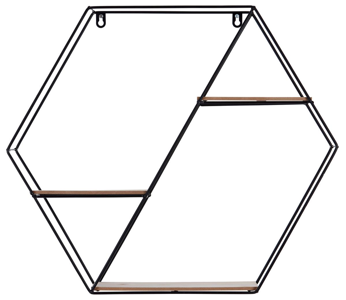 Zidna Polica Rom 3 - boje pinije/crna, Moderno, drvni materijal/metal (58/51/15cm) - Modern Living