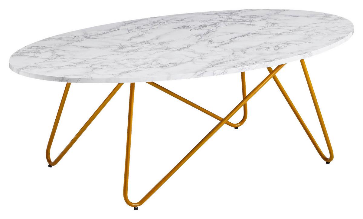 Couchtisch Marmoroptik ca. 120x60x40 cm - Goldfarben, MODERN (120/60/40cm) - MID.YOU