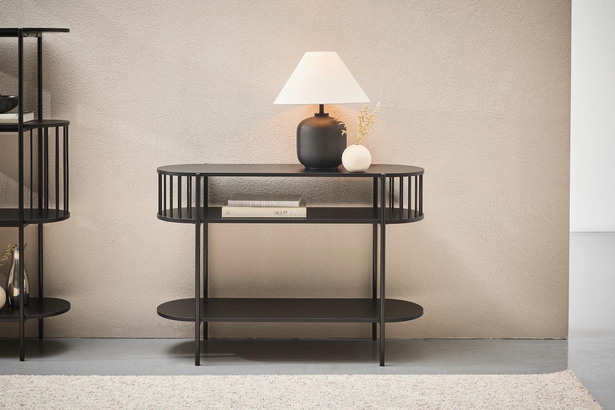 STÓŁ KONSOLA CURVE - czarny, Trend, materiał drewnopochodny/metal (110/39/76cm) - Xora