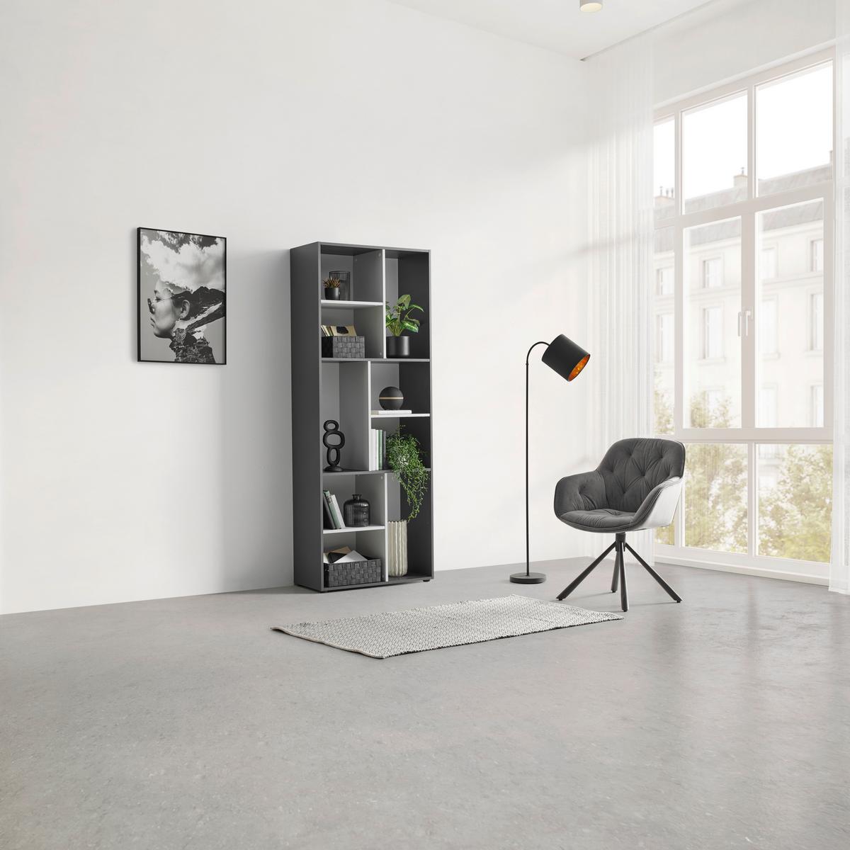 Regal Ibiza Anthrazit/Weiß - Schwarz, KONVENTIONELL, Holzwerkstoff (71/186/33cm) - Mömax