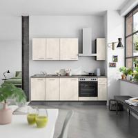 Küchenblock Riva Low m. Geräten Weiß - Schieferfarben/Edelstahlfarben, MODERN, Holzwerkstoff/Metall (240cm) - Nobilia