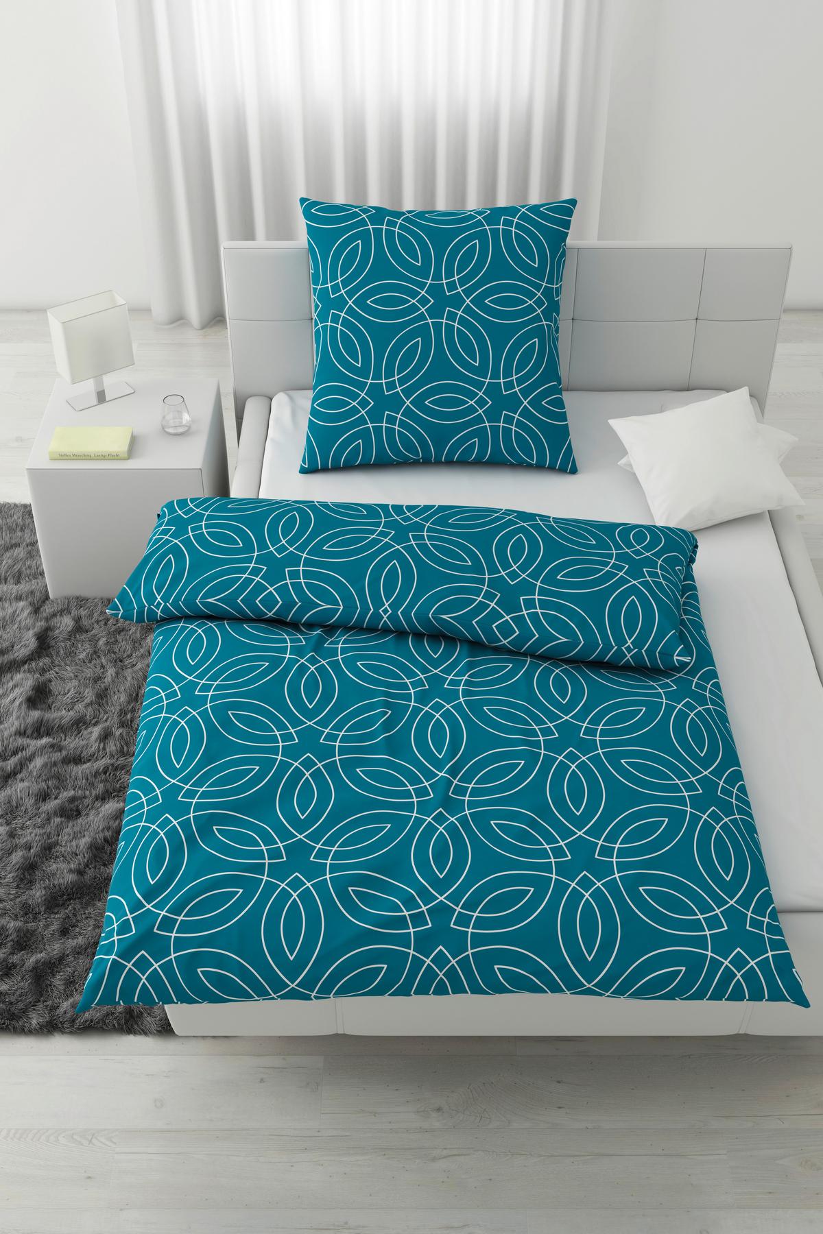 Bettwäsche Sevilla ca. 135x200cm - Beige/Petrol, MODERN, Textil - Modern Living