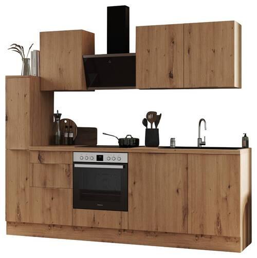 Küchenblock Elisabeth mit Geräten Eiche Dekor ca. 250 cm - Eiche Artisan, LIFESTYLE, Holzwerkstoff/Metall (250/225/60cm) - Respekta