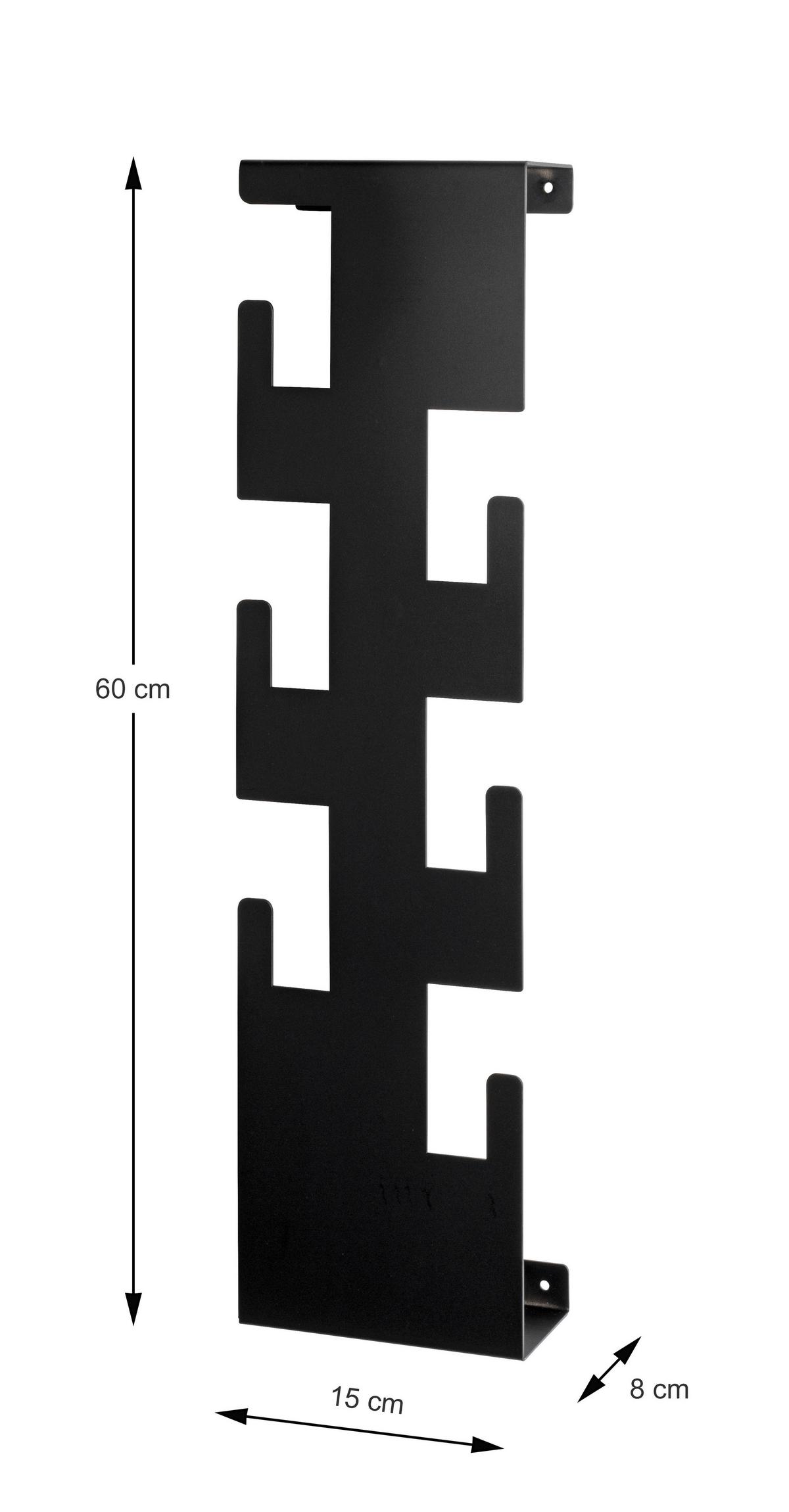 WIESZAK ŚCIENNY LUNIS - czarny, Design, metal (15/60/8cm)