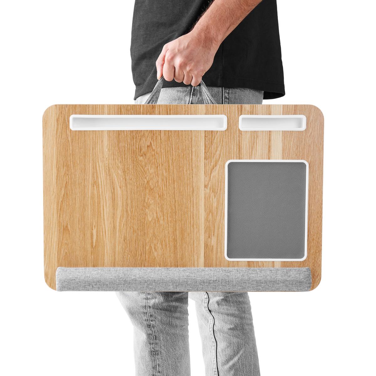 Masă pentru laptop Lappy - culoare natur/gri, Konventionell, plastic/textil (55/36,5/9,5cm) - Mömax