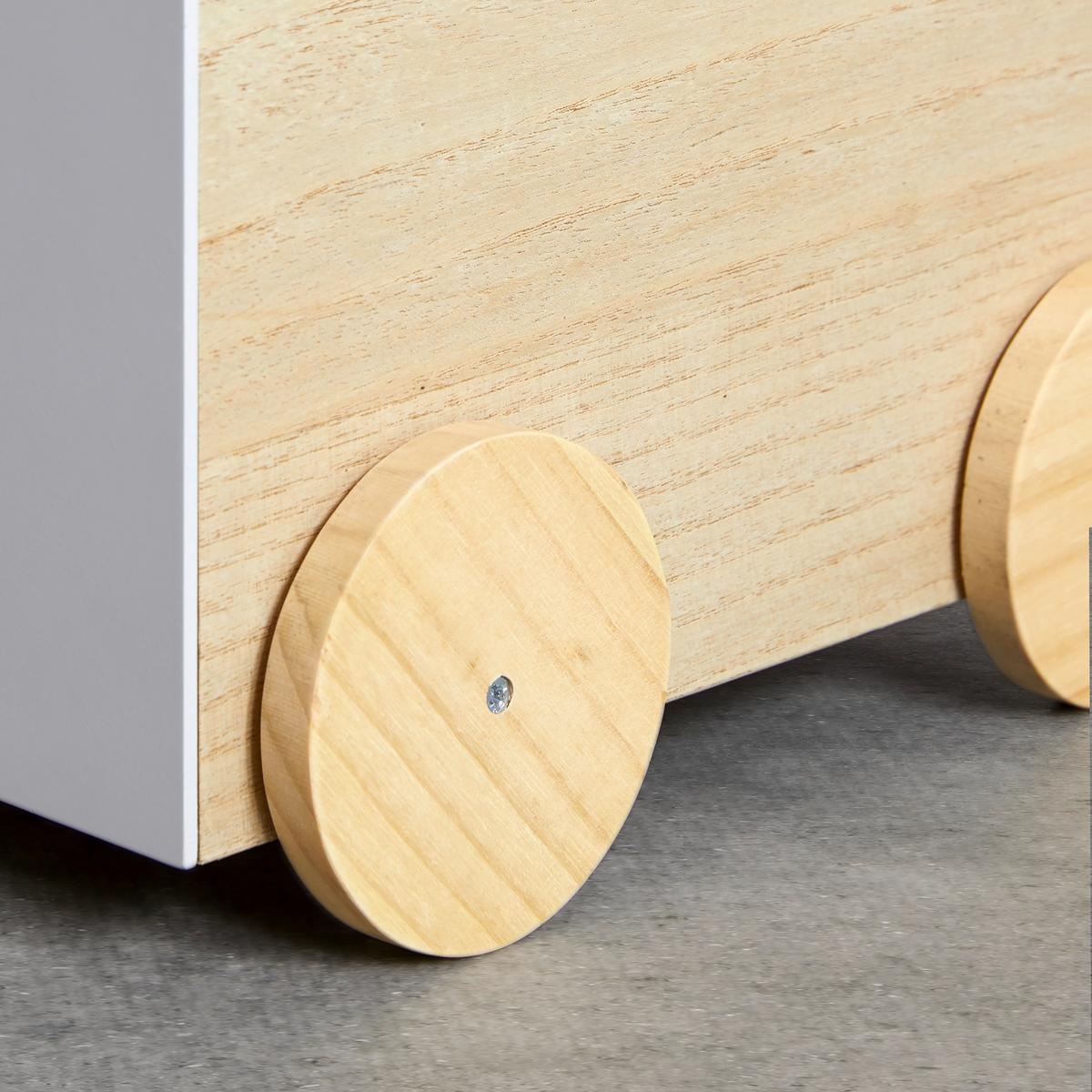 Spielzeugkiste Lanny Grau Echtholz/MDF mit Rollen - Naturfarben/Grau, MODERN, Holz (32/23/30cm) - Bessagi Kids