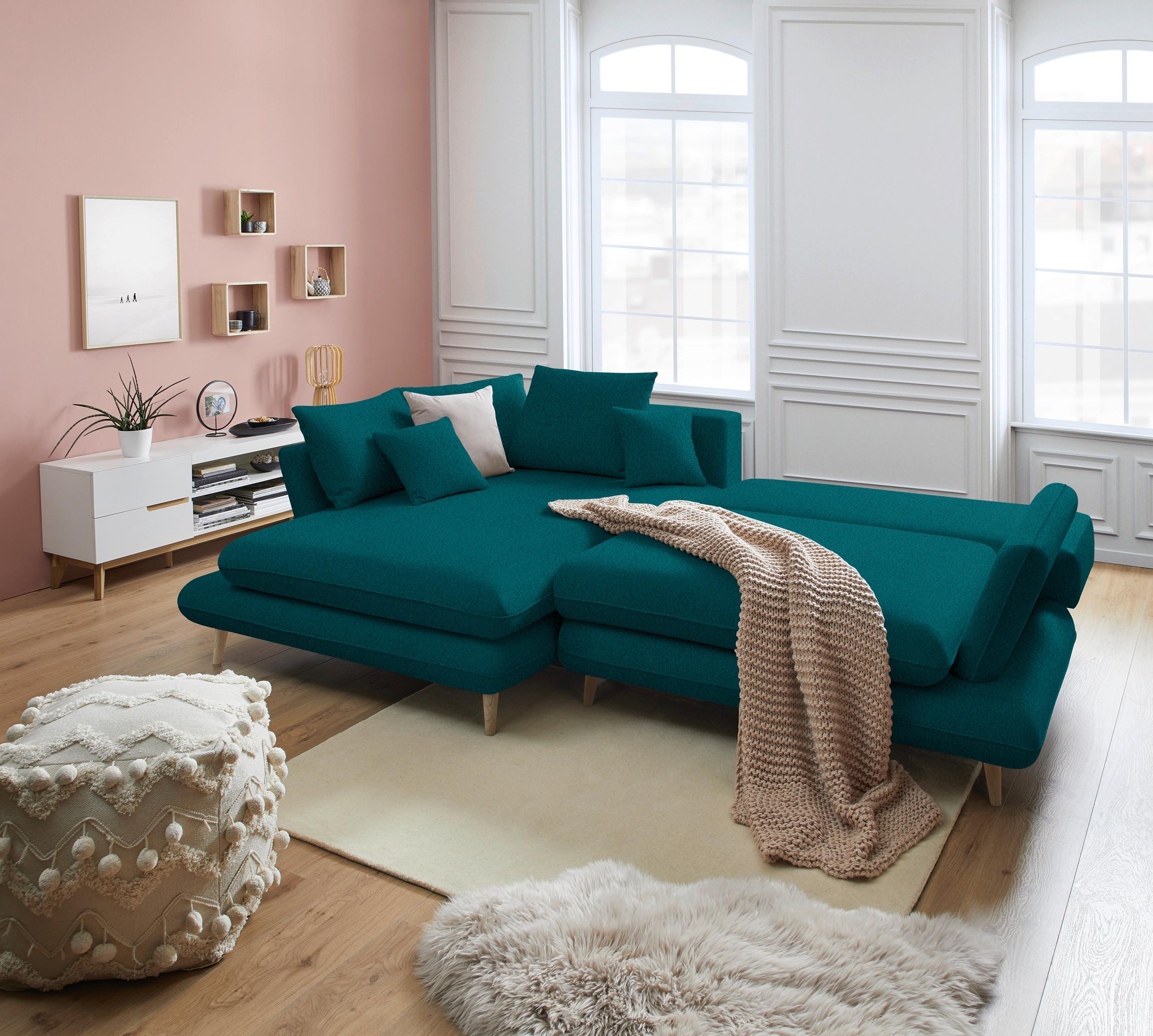 Ecksofa Monte Petrol - Petrol/Naturfarben, ROMANTIK / LANDHAUS, Holz/Textil (181/283cm) - Based