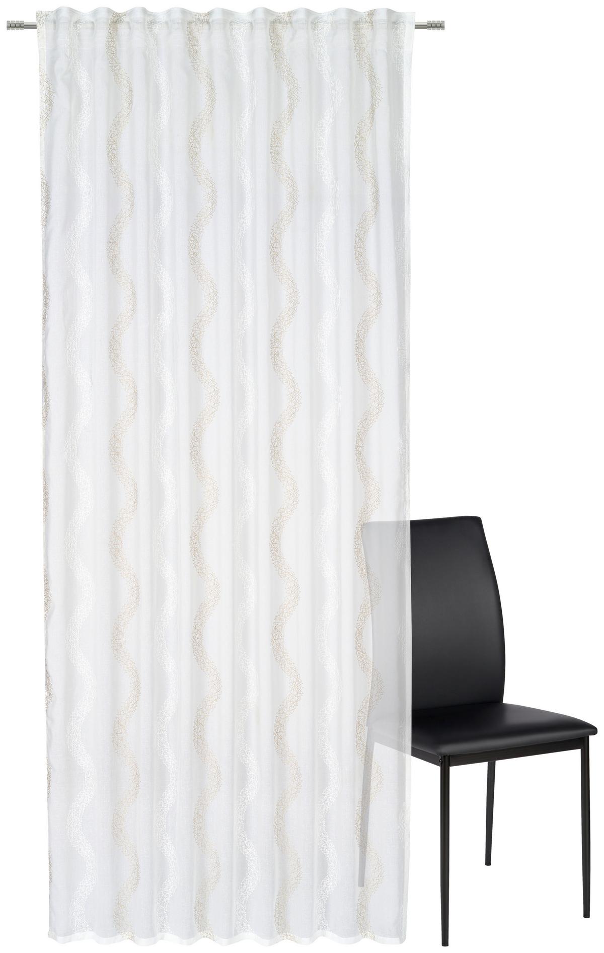 ZASŁONA GOTOWA SAMANO - biały/taupe, Konventionell, tkanina (140/245cm) - Esposa