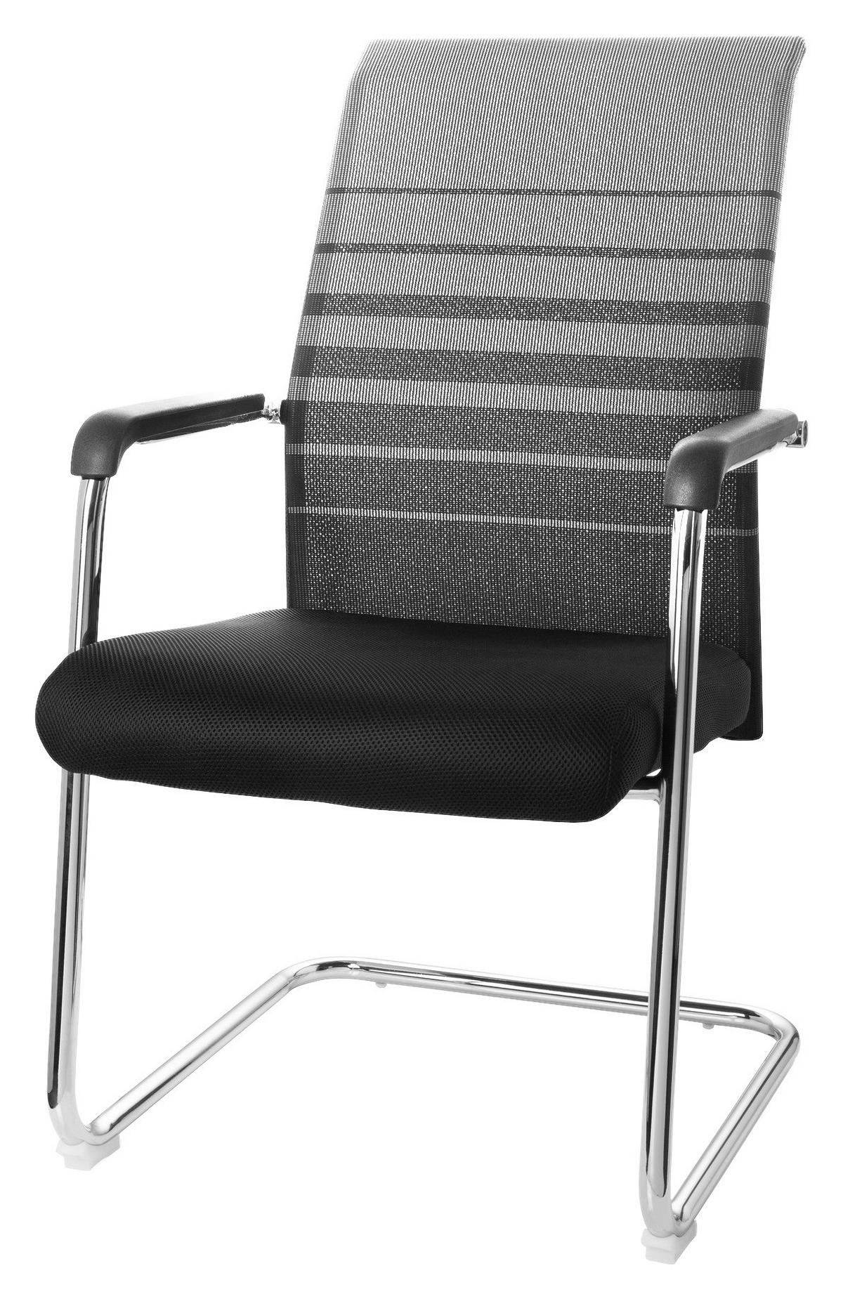 Konferenčni Stol Falcone V, Črna, Siva - barve kroma/siva, Moderno, kovina/tekstil (57/104/55cm) - MID.YOU
