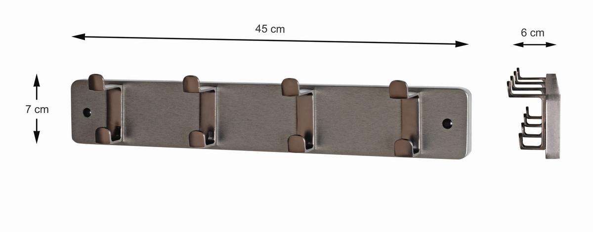 Hakenleiste Freddy 4 Anthrazit/Grau - Anthrazit/Grau, Konventionell, Holzwerkstoff/Metall (45/7/6cm) - Mömax