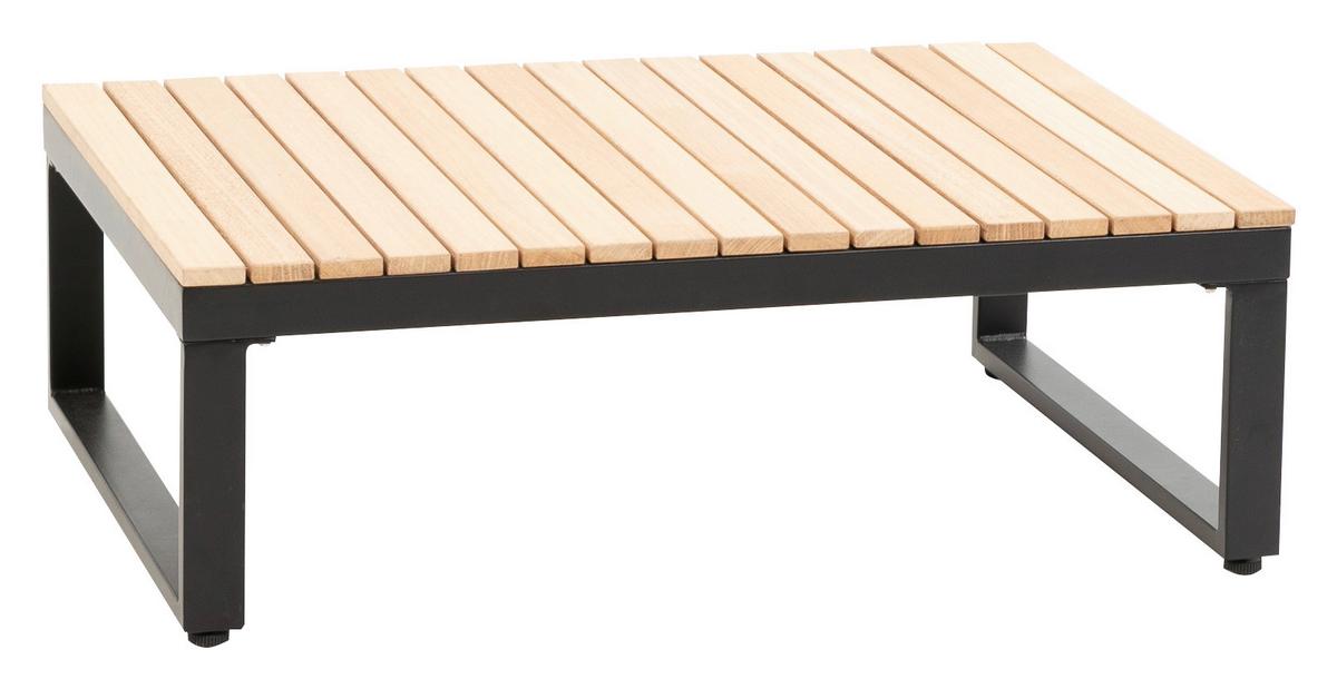 Loungegarnitur 3-tlg Rio Echtholz/Metall mit Kissen - Anthrazit/Braun, MODERN, Holz/Textil (178/68/228,5cm) - Gardenson