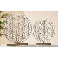 Skulptur Silberfarben/Hellbraun - Hellbraun/Silberfarben, Basics, Holz/Metall (32/36/5cm)
