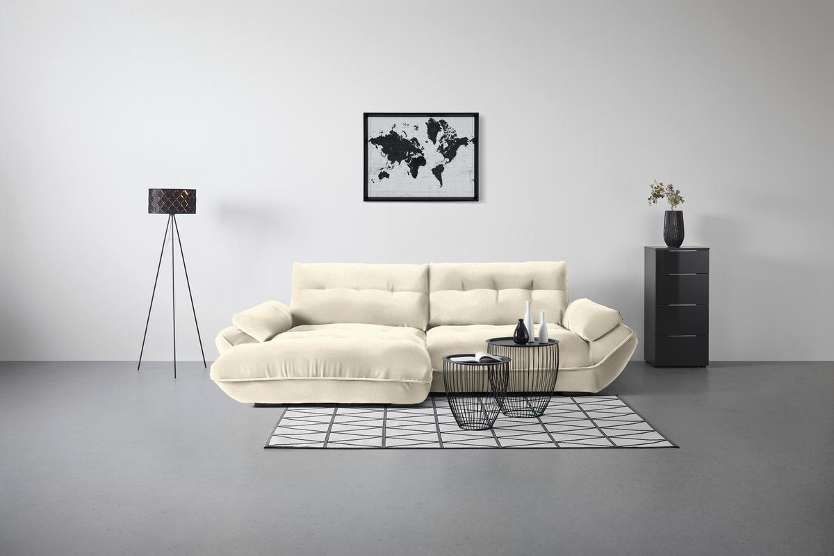 Wohnlandschaft Vivo Creme - Creme/Schwarz, MODERN, Kunststoff/Textil (179/63/317cm) - Premium Living