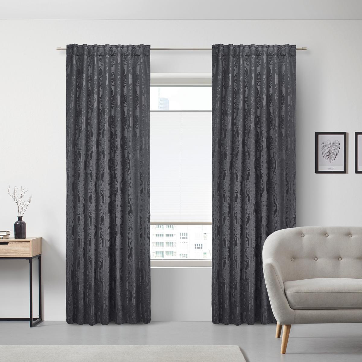 Fertigvorhang Charles Schwarz ca. 140x245cm - Schwarz, Lifestyle, Textil (140/245cm) - Modern Living