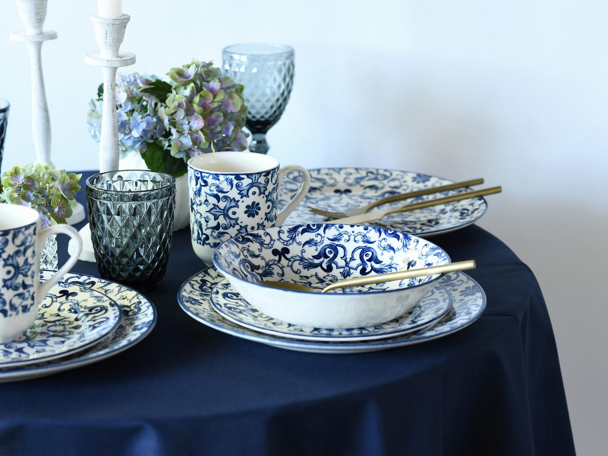 Kombinirani Servis Fresco, 16-Delni - modra/bela, Basics, keramika - Creatable