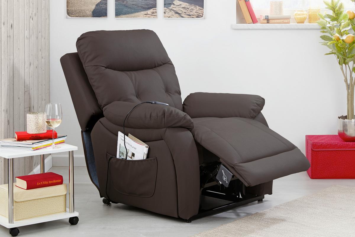 Tv Fotelj Mario, Relax Funkcija, Rjava - črna/rjava, Konvencionalno, kovina/umetna masa (89/107-79/94-165cm) - James Wood