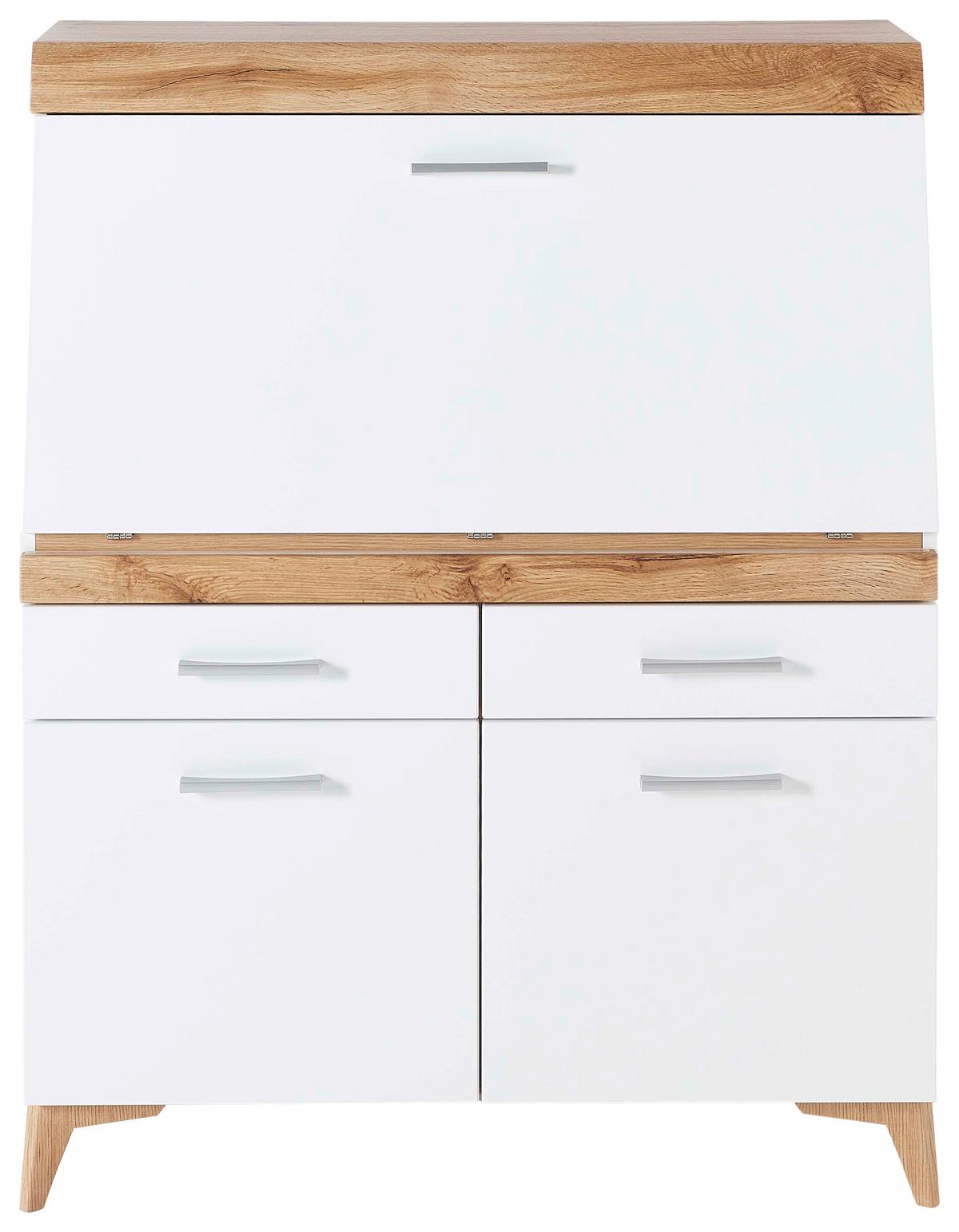 Írószekrény Fehér-tölgy Szín Secret - tölgyfa színű/ezüstszínű, Modern, műanyag/faalapú anyag (98/124/42cm)