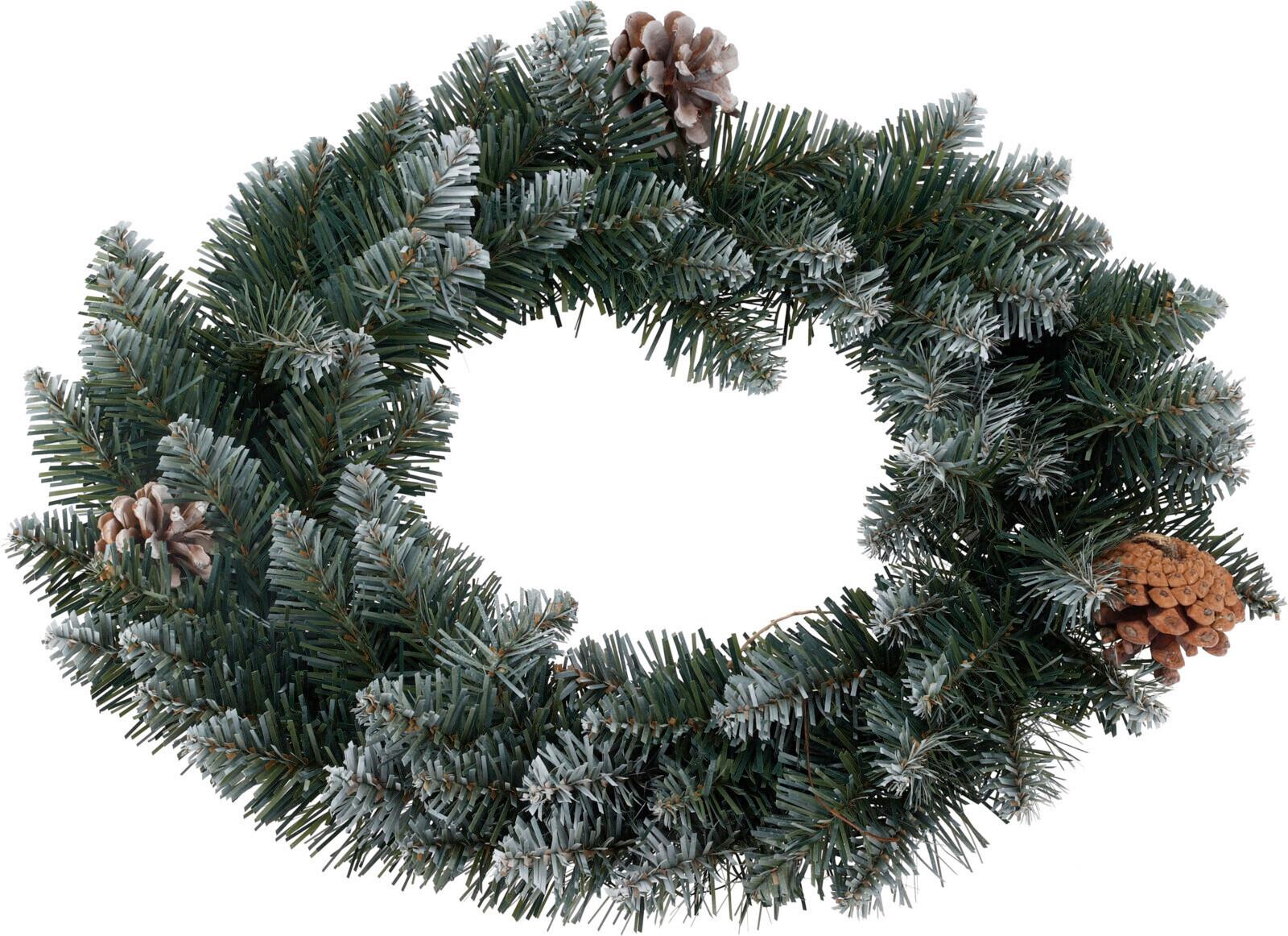 Koszorú Xmas - zöld, műanyag (40/10cm)