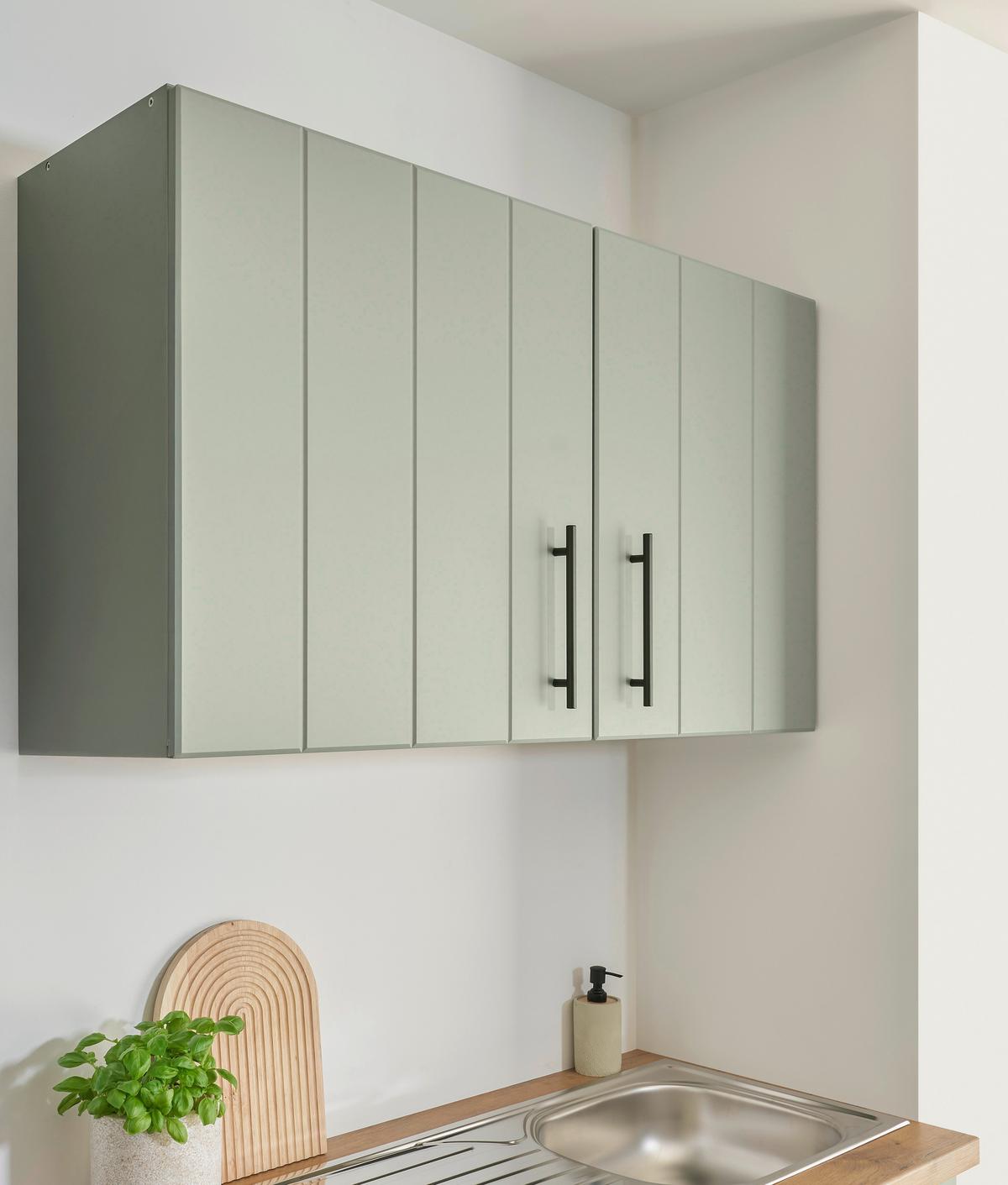 Küchenleerblock Anton o. Geräte Wildeiche/Schilfgrün - Schilfgrün/Wildeiche, Trend, Holzwerkstoff/Metall (280cm) - Respekta