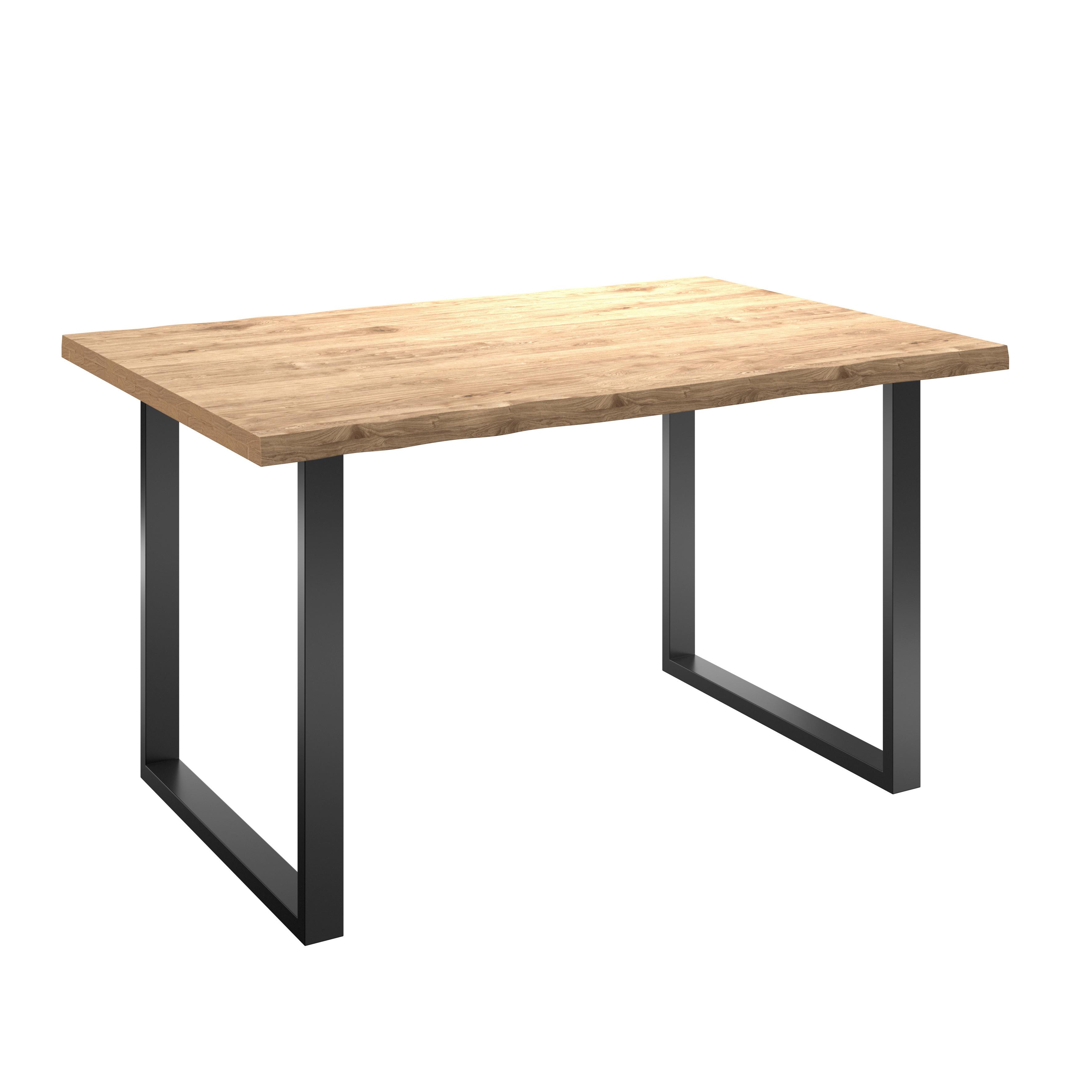 Jedilna Miza Wood, Hrast, Masivno, 160x90 - črna/naravne barve, Konvencionalno, kovina/les (160/75/90cm) - James Wood