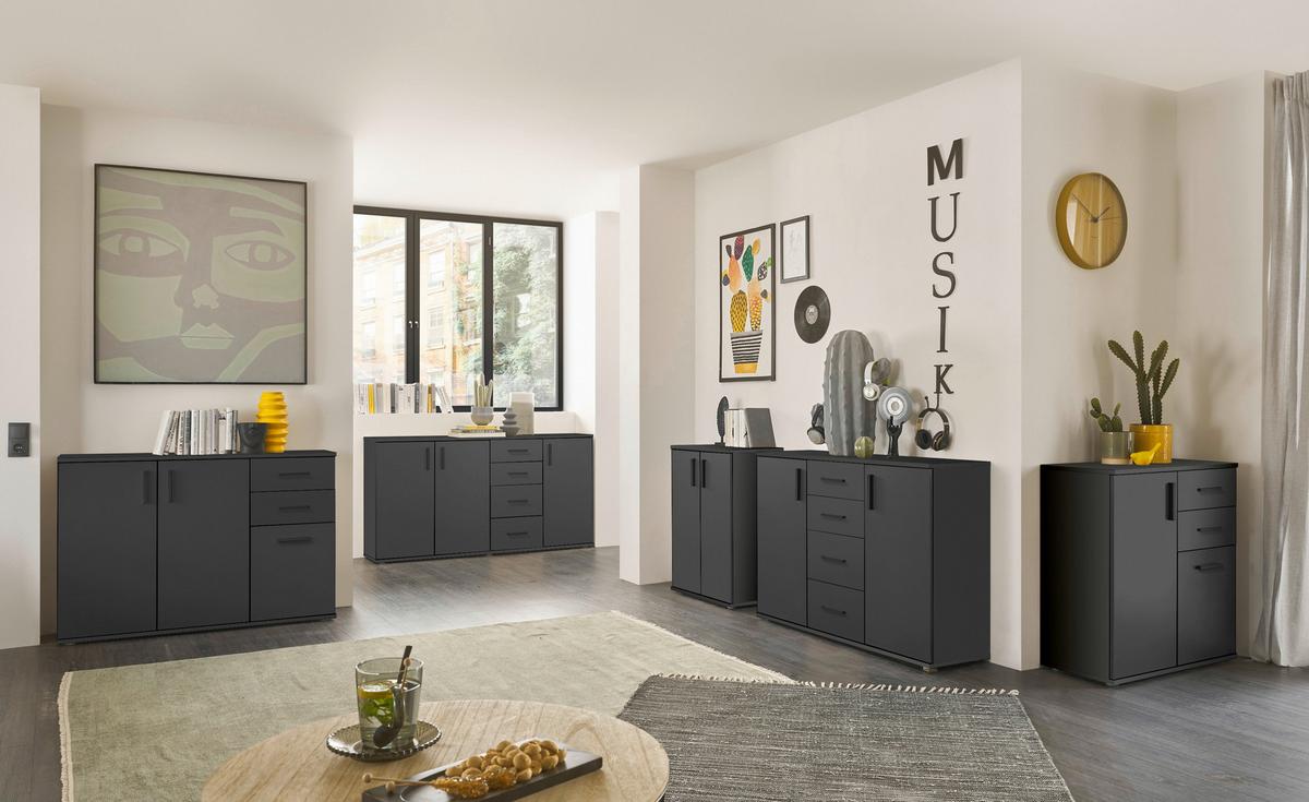 KOMODA BC 1040 - antracytowy/czarny, Design, materiał drewnopochodny/tworzywo sztuczne (60/84/35cm) - Livetastic