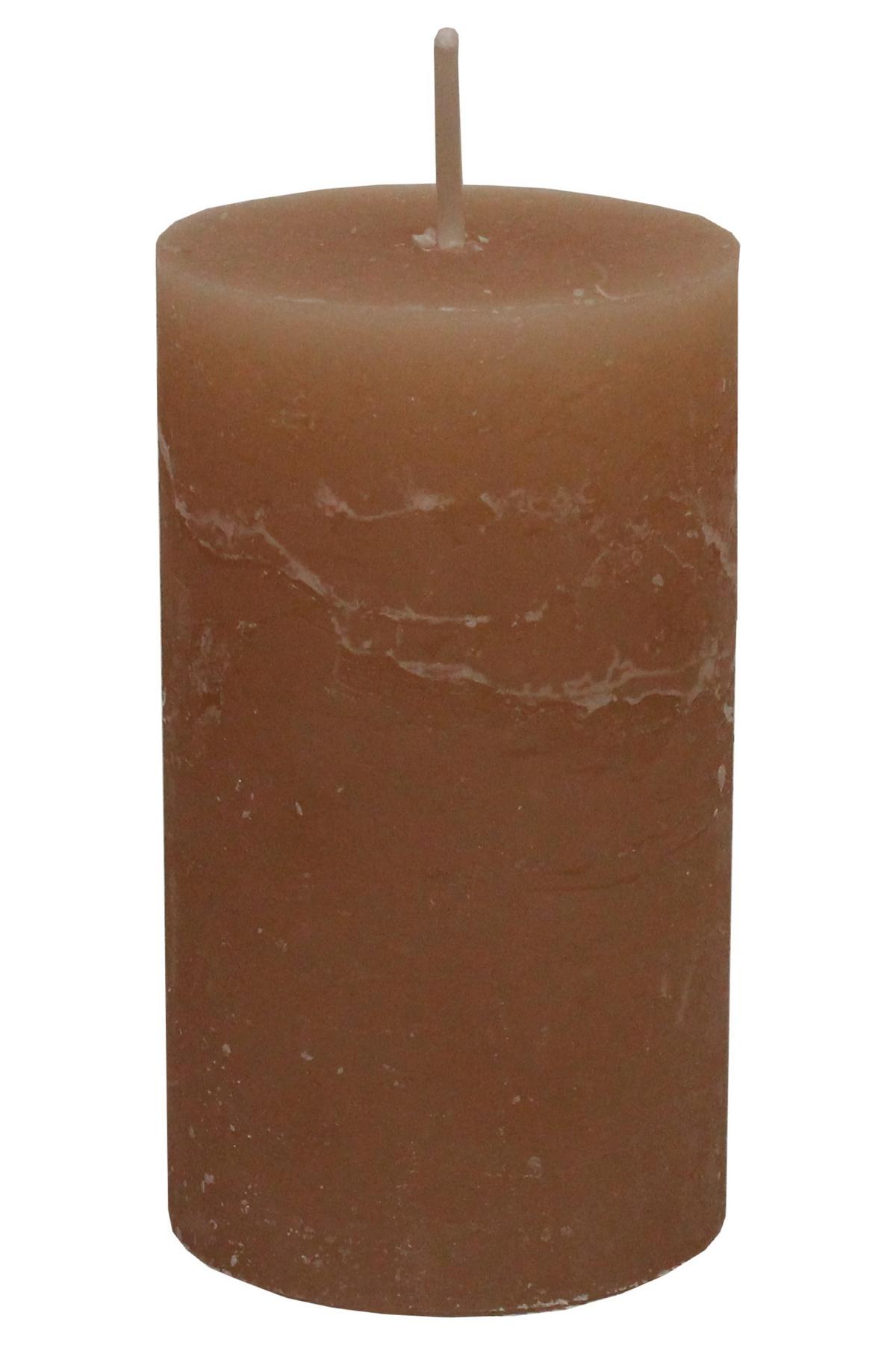 Stumpenkerze Lia in Sandfarben - Sandfarben, MODERN (6,8/12cm) - Premium Living
