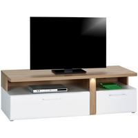Comodă TV VIOLA - alb/culoare lemn stejar, Modern, plastic/metal (163,2/50,7/53,9cm) - Premium Living
