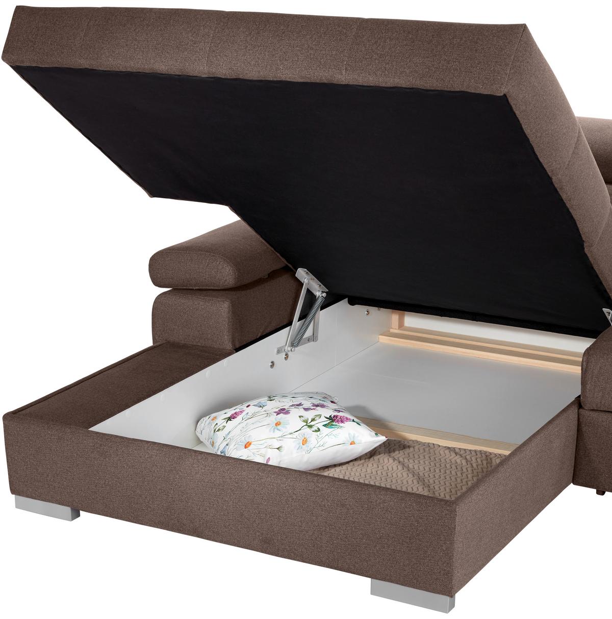 Kutna Garnitura Perry - srebrne boje/smeđa, Design, tekstil/drvo (183/292cm) - Modern Living