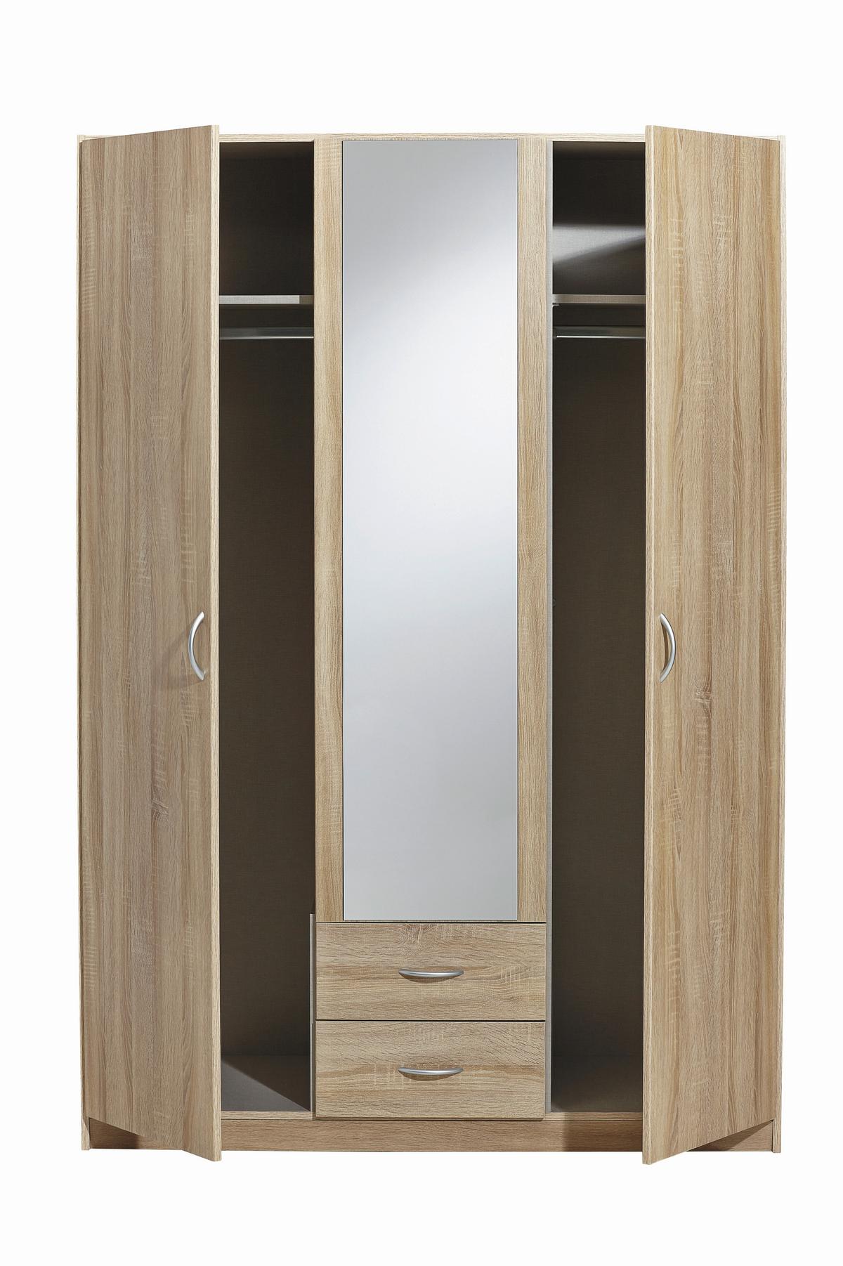 Omara S Klasičnimi Vrati Case, Barva Hrasta - srebrne barve/hrast sonoma, Design, umetna masa/leseni material (136/197/54cm) - Boxxx
