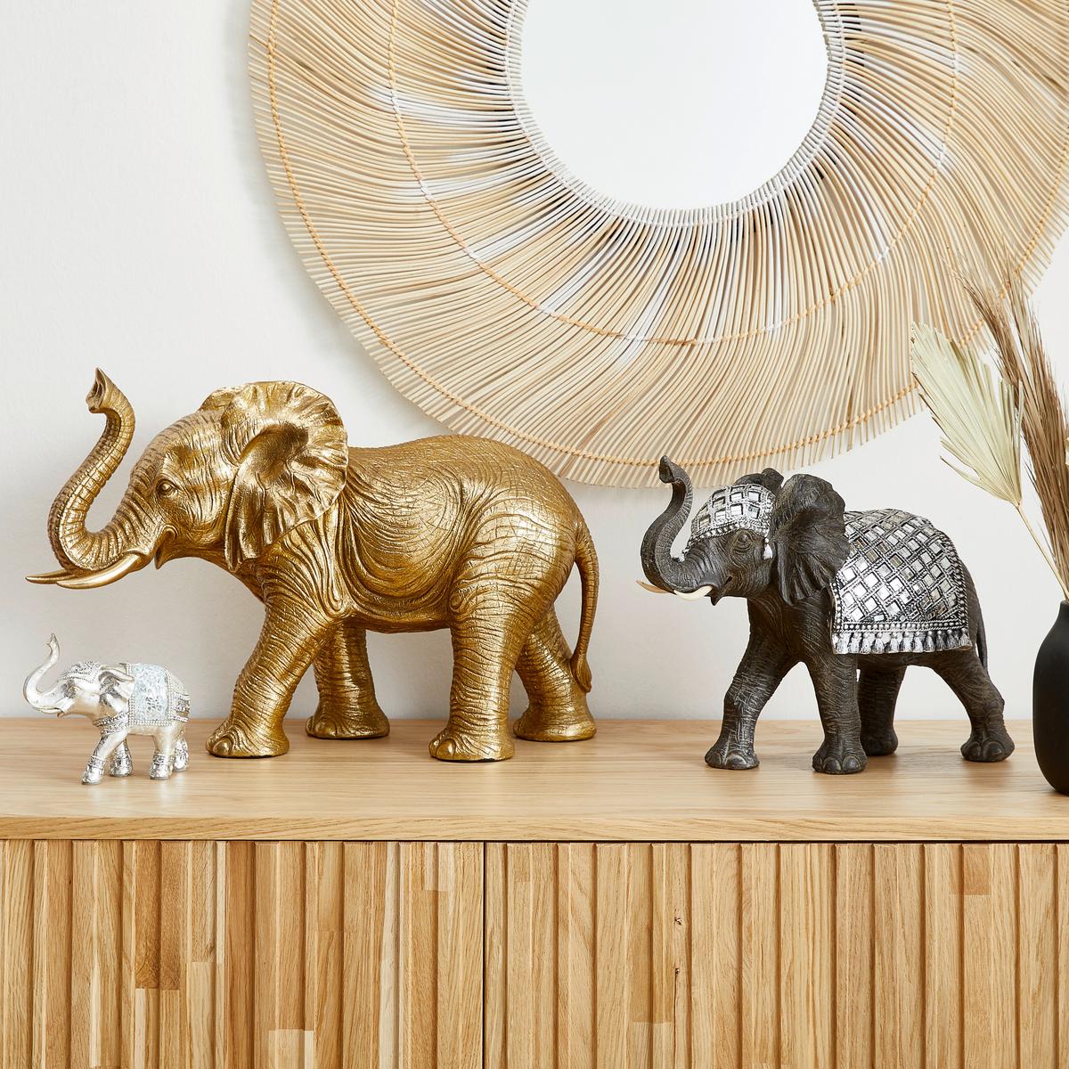 SŁOŃ DEKORACYJNY NY8361500 - ELEFANT - kolor srebrny/biały, Basics, tworzywo sztuczne (15/6,5/12,5cm) - Ambia Home