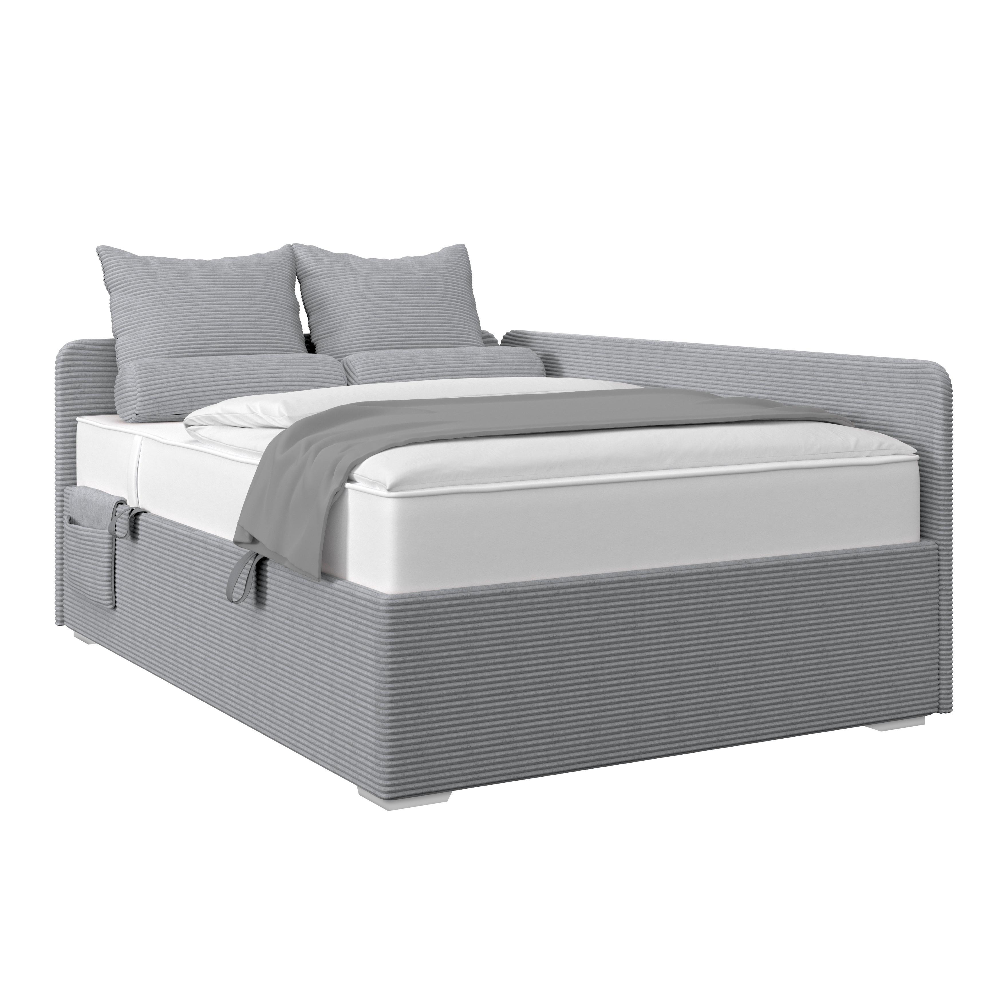 POLSTERBETT REMI - Silberfarben, Modern, Holz/Textil (120/200cm)