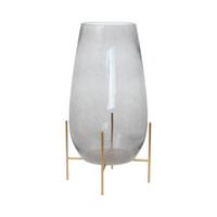 Vase Grau/Goldfarben - Goldfarben/Grau, Design, Glas/Metall (25/48,5/25cm) - Kayoom