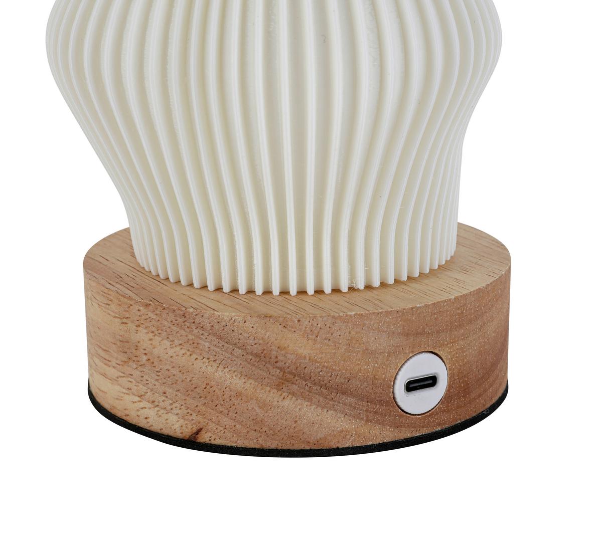 Akku-Tischleuchte Girtl Weiß max. 3 Watt - Weiß/Naturfarben, MODERN, Holz/Kunststoff (14cm) - Mömax