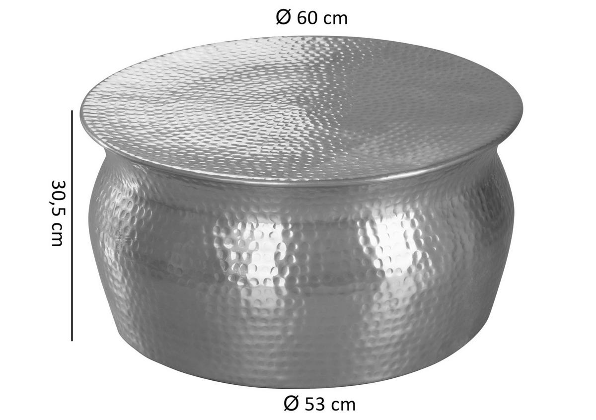 Klubska Miza Karam - srebrne barve, Trendi, kovina (60/60/30,5cm) - MID.YOU