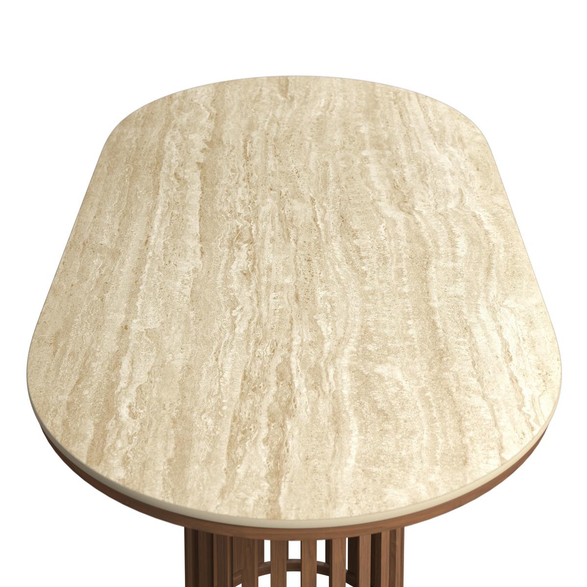 Esstisch Maddy Naturfarben Kunststein ca. 180x90x76 cm - Naturfarben, MODERN, Stein/Metall (90/76/180cm) - Bessagi Home